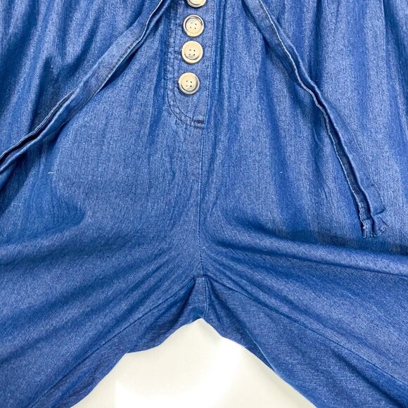 Vintage 90s TAXI 2X High Waisted Paper Bag Blue Chambray Jeans Loose Fit - Picture 3 of 6